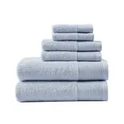 6pc Cloud Linen Retreat Cotton Tencel Antimicrobial Bath Towel Set Blue