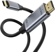Unidirection USB C to HDMI Cable 2M 4K 60Hz, Type C to HDMI Cable Cord to HDMI for Home Office Compatible with iPhone 16/15 Pro Max Plus, MacBook Pro 16" 2019/18, iPad Pro 2020, Galaxy S24