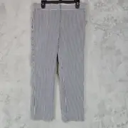 Ann Taylor Devin Fit Pants Womens 4 Blue White Striped Straight Tailored Ankle