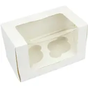 White Double Cupcake Boxes With Window (Pack of 3)