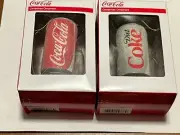 Set of 2 Coke Cans a Coke a Cola and Diet Coke Can Ornaments Brand New