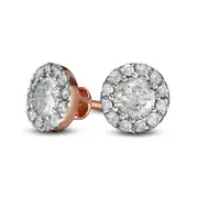 0.38 CT. T.W. Diamond Frame Stud Earrings in 10K Rose Gold