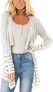 [BMJL] Women's Long Sleeve Tops Fall Open Front Cardigans Pregnant Striped Light Cardigans