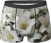[QMNEHJ] White Lily Bouquet Men's Boxer Briefs Breathable Stretch Underwear Moisture-Wicking Trunks for Men