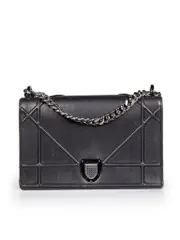 Black Leather Diorama Crossbody Bag