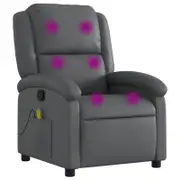 vidaXL Massage Recliner Chair Reclining Chair Single Sofa Grey Faux Leather