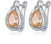 [Worry-Free Shopping] White Gold-Plated Halo Water Droplets Lever Back Earrings