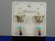 Brighton Silver SOLSTICE HUES Butterfly Beaded Drop Earrings JA8423 $68
