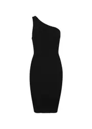 Hunza G Nancy One-shoulder Seersucker Dress - Black - One Size One Size