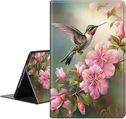 [RAUEDWDJS] Case for Samsung Galaxy Tab S10 Plus/S9 FE Plus 12.4 Inch Tablet,PU Leather Slim Standing Smart Cover with S-Pen Holder+ Auto Sleep/Wake for Tab S9 Plus,Birds Pink Flowers