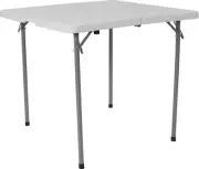 34'' Square Bi-Fold Granite White Plastic Folding Table with Carrying Handle