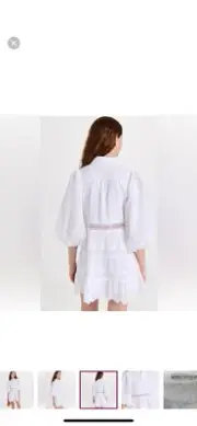 Alice + Olivia Blakesley Button Front Eyelet White Mini Dress US 10 NWT