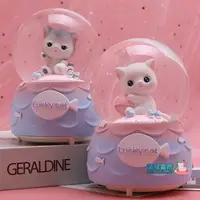 在飛比找樂天市場購物網優惠-水晶球 創意貓咪水晶球音樂盒旋轉八音盒雪花送女友兒童女孩生日