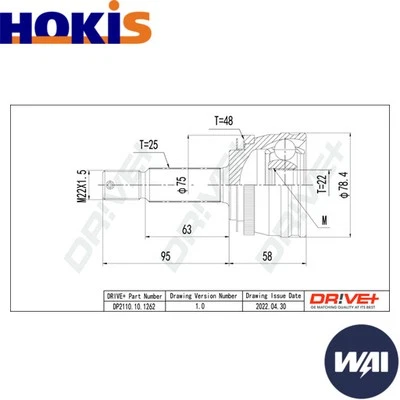 JOINT KIT DRIVE SHAFT DP2110.10.1262 FOR HYUNDAI GETZACCENTIII KIA RIOII 1.6L