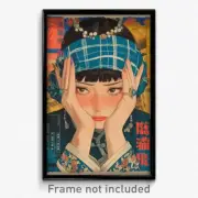 Chinese Movie Poster - Woman Feeling Worried, Antique Crescent Hat Ornament