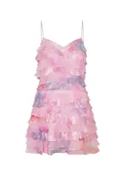 Loveshackfancy Agrace Ruffled Chiffon Mini Dress - Pink - 8 8