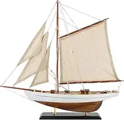 SAILINGSTORY Wooden Sailboat Decor Sailboat Model Boat Decor Ship Model Yacht Ivory Antique Finish