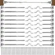 Wire Balustrade Kit, 10 Sets 316 Stainless Steel Cable Railing Kits for 1/8" Cable, Include Turnbuckle Rigging Screw Jaw/Swage, Fork Terminal, Saddles, Screws