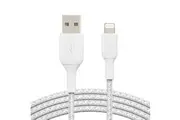 Belkin 1m Braided Lightning MFI-Certified to USB-A Cable for Apple iPhone White