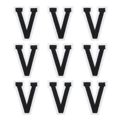 Letters V Patches Black Iron-On Letters Patch for Clothing Repair 9 Pcs
