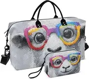[YXYZRMY] Cute Sheep Head Travel Duffel Bag Gym Bag Sports Tote Bag with Multiple Interior Pockets Shoulder Weekender Bag for Women Men with Toiletry Bag 20.5”x 7.9”x 13.8”, Multi-Colored, one size