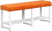 Velvet Upholstered Shoe Rack Bench with Metal Base Stylish Entryway Storage Bench End of Bed Ottoman Stool Shoe nizer for Bedroom Living Room Dining Room (Orange 100 x 32 x 45 cm)