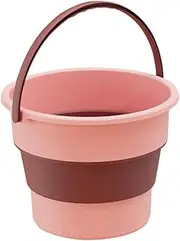 TOMVAES Foldable Plastic Bucket Portable Water Bucket Household Cleaning Round Bucket Outdoor Camping Fishing Travel Camping Space Saving Outdoor Waterproof Basin 2.6 Gallons (10L) (Pink)
