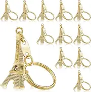 Inbagi 50 Pieces Eiffel Tower Keyring Paris Eiffel Tower Keychains Retro French Souvenirs Keychains Eiffel Tower Keychain Bulk for Home Jewelry Birthday Table Graduation Thank You Gifts, Gold, 2.2 x 2.2 x 5 cm