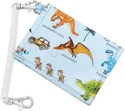 N5905100 Pass Case, Boys, Kids, Commuter Pass Holder, Train, Bi-Fold, Coil Chain Hook, Discovery, Exploration! Dinosaur Continent, Light Blue, Colorful Candy Style