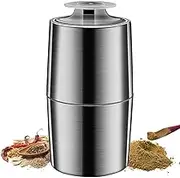 Coffee Grinder, Stainless Steel Coffee Bean Grinder with One Touch Operation Grinder, Compact Coffee Bean Grinder with 304 Stainless Steel Blades, for Herb, Spice, Grain and More