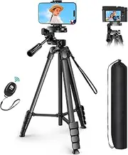 Rimposky 170cm Phone Tripod for iPhone, Cell Phone & Camera Tripod, Travel Phone Tripod Stand for Video Recording/Photo/Selfie/Camera/Projector, Lightweight Aluminum Tripod