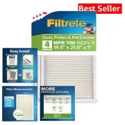 Electrostatically Charged 19.5x21.5 MPR 700 Air Filters for Cleaner Air - 4 Pack