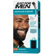 Just For Men MUSTACHE & BEARD FACIAL HAIR COLOR GEL JET BLACK M-60 BRUSH-IN