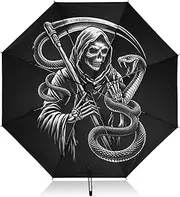 [PDZRMY] Death Snake Scythe UV Protection Travel Umbrella Compact for Rain and Sun - Auto Open and Close UPF 50+ Windproof Portable 46” Sun Umbrella for Women and Men