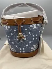 NWT Tory Burch T Monogram Denim Mini Bucket Bag 159638