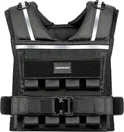 Adjustable Weighted Vest Men 2-35 LBS, Rucking Vests for Walking with Reflective Stripe, 1.2" Ultra Thick Shoulder Padding Strength Training Workout Vest for Running GYM Home, Detachable Iron Weights