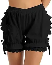 [Yhong] Women Layered Ruffle Victorian Steampunk Pumpkin Shorts Pants Bloomers Maid Ruffle Shorts Pettipants