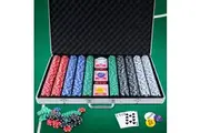 1000pcs Poker Chips Set Casino Texas Hold'em Gambling Party Game Dice Cards Case