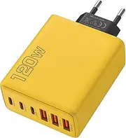 Multi-Port Fast Charging Charger - Multiport 120W USB Wall Charger | Compact Type-C International Wall Plug Fast Charging Charger Block for Tablets