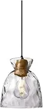 Nordic Retro Pendant Light Solid Wood Glass Hanging Light Height Pendant Lamp(19 * 22cm)