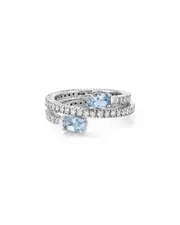 Forever Creations 14K 2.40 ct. tw. Diamond & Aquamarine Flexible Wrap Ring