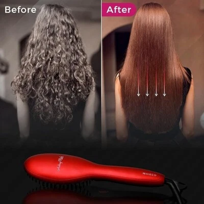 Audrey Clark Professional Ionic Hair Straightener Brush Black NEW SEALED