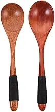 PRETYZOOM Large Wooden Cooking Spoon Long Handle Nonstick Mixing Spoon for Stirring Serving Rice and Kitchen Tasks Stylish Natural Aesthetic