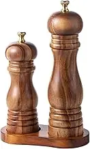 Acacia Wood Sea Salt Grinder Retro Seasoning Jar Pepper Grinder Manual Sea Salt Pepper Mill with Adjustable Coarseness