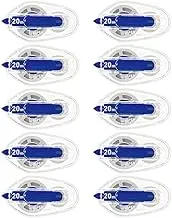 Plus 49-571 x 10 Whiper LT Correction Tape, 0.2 inches (5 mm x 20 m), Pack of 10, Blue