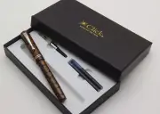 Click Renaissance Dark Brown & Black Ebonite Body Fountain Pen New In Box