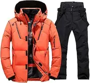[Aoleaky] Thermal Winter Ski Suit for Men Windproof Skiing Down Jacket Bibs Pants Set Male Snow Costume Snowboard Wear, 1set(jacket Pants)03, X-Large