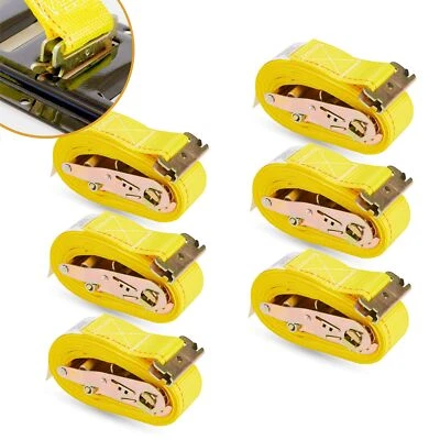 6 Pack E-Track Ratchet Straps 2" x 16' x 4,400 lbs Strength for Cargo Tie Dow...