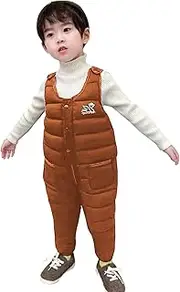 [Generic] Baby Boy Clothes Winter Child Kids Toddler Toddler Infant Baby Boys Girls Sleeveless Solid Jumpsuit Cotton Wadded Suspender Ski Bib Pants Overalls Trousers Outfit Clothes Toddler (Brown, 12-18 Months)
