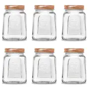 6PK Lemon & Lime Modena Glass Jar Square 475Ml Rose Gold Lid